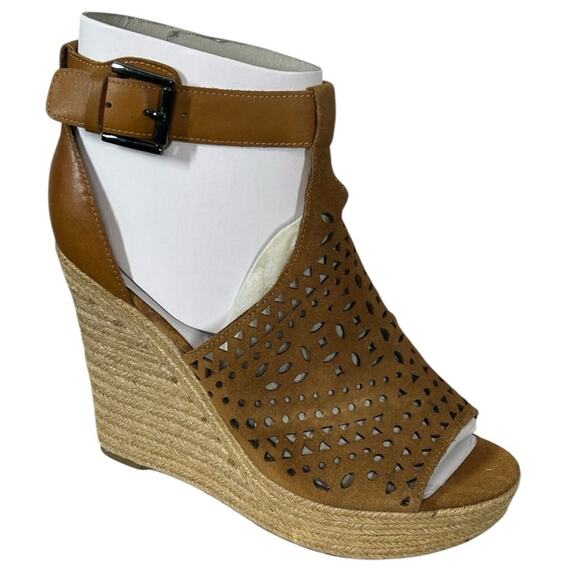 Marc Fisher Hasina Dark Brown Suede Ankle Strap Wedge Sandals Size US 9.5 NIB - Picture 3 of 11